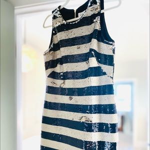 Luxury Eliza J sequin Cocktail Dress Blk & Wht